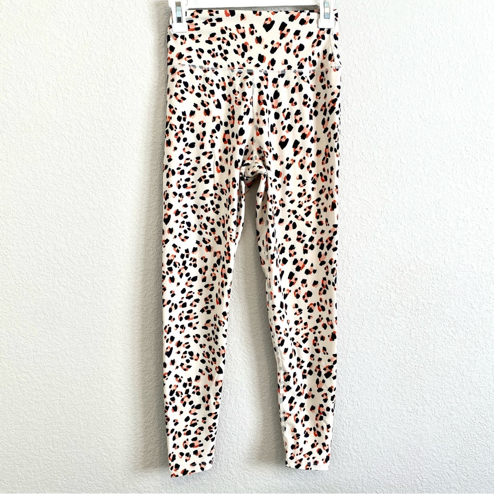 Sage Collective High Rise Leopard Leggings Cream Orange Black Size Small NWOT